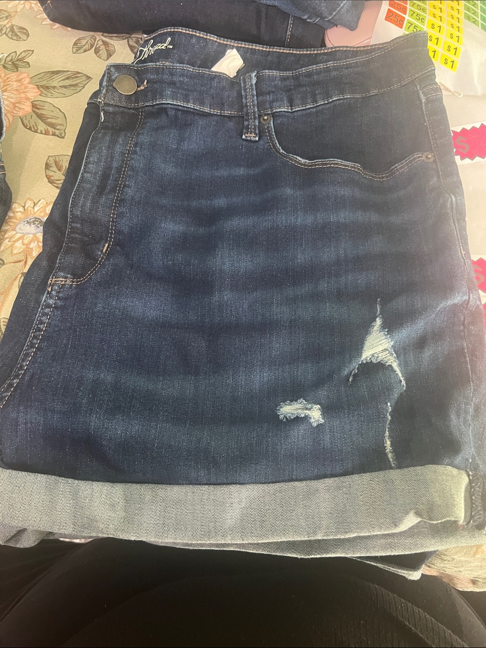 Dark Wash Distressed Denim shorts Size 24